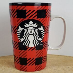 Starbucks Coffee Cup 2014 Buffalo Tartan Red Black Plaid Christmas Holiday 16oz